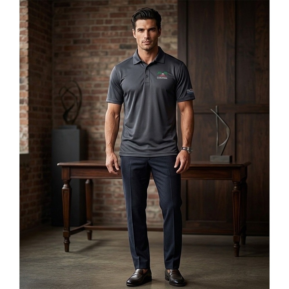 Clique Golf Polo Shirt Mens Large Gray Colonial Charles Schwab Challenge